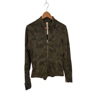 Lululemon Define Jacket Heritage 365 Camo Dark Olive Multi Size 8 Full Zip Luon
